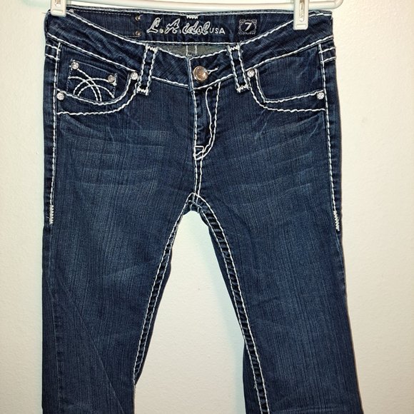 L.a Idol USA Embroidered Flap Pockets with Rhinestone buttons&White Stitching 7 - Picture 8 of 11